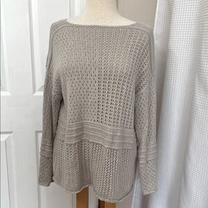 Style & Co Open Knit Long Sleeve Sweater L Oatmeal